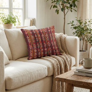 Coussin Motif bohème géométrique floral rustique botanique