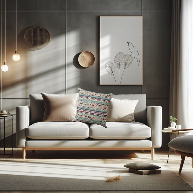 Coussin Motif Boho (Modern boho pattern throw pillow.)