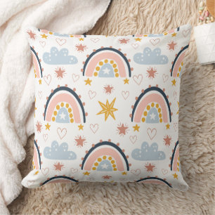 Coussin Motif Boho Céleste Arcs-en-ciel & Étoiles Explosiv