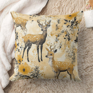 Coussin Motif Boisée Vintage Faon & Floral (12)