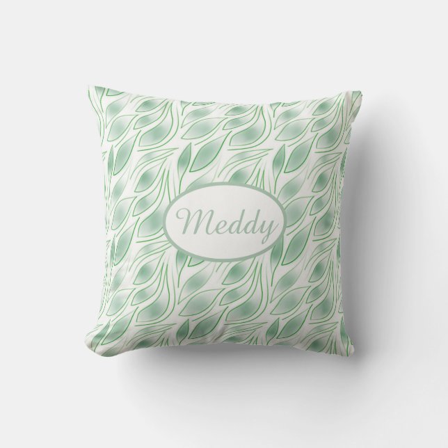 Coussin Motif botanique abstrait de feuilles vertes  (Recto)