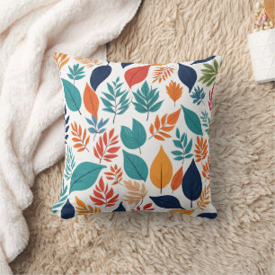 Coussin Motif botanique avec feuilles tropicaux sur blanc