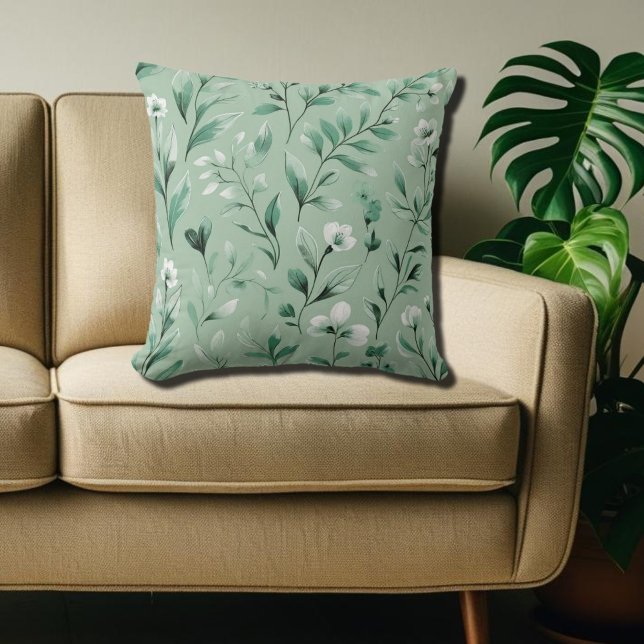 Coussin Motif botanique dans des verts subtils (Créateur téléchargé)