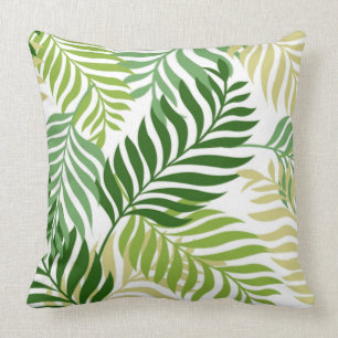 Coussin Motif botanique de feuille de fougère sur le blan