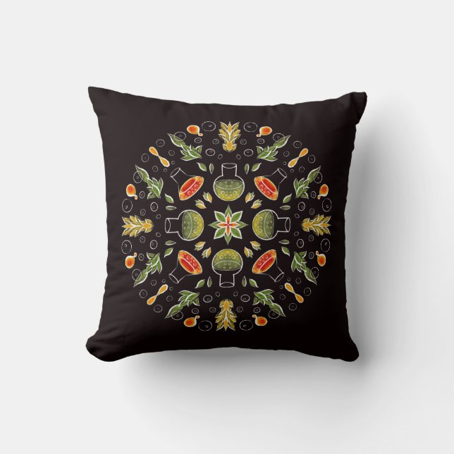 Coussin Motif botanique du laboratoire de chimie (Recto)