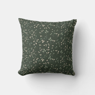 Coussin Motif botanique feuille ditsy vert forêt sombre