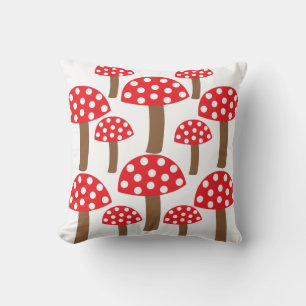 Coussin Motif botanique mignon de champignon rouge
