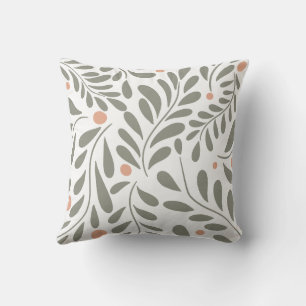Coussin Motif botanique Sage feuilles verts