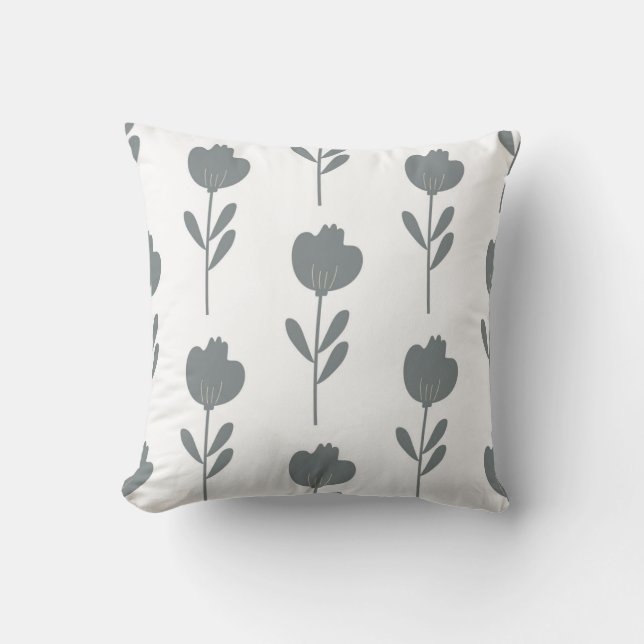 Coussin motif botanique simple et transparent avec des fle (Recto)
