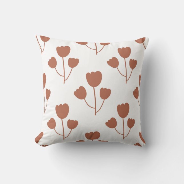Coussin motif botanique simple et transparent avec des fle (Recto)