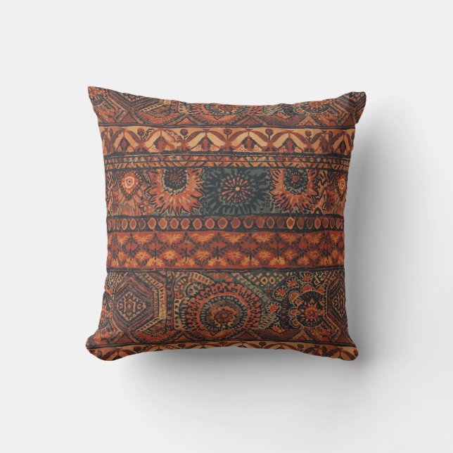 Coussin Motif botanique terracotta sage boho foncé  (Recto)