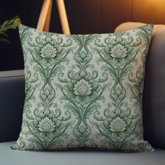 Coussin Motif botanique vert vintage (Créateur téléchargé)