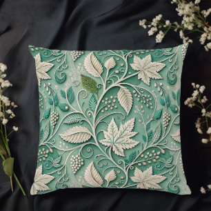 Coussin Motif botanique vintage vert beige pastel