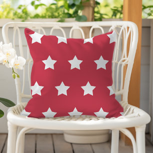 Coussin Motif Brick Red White Star