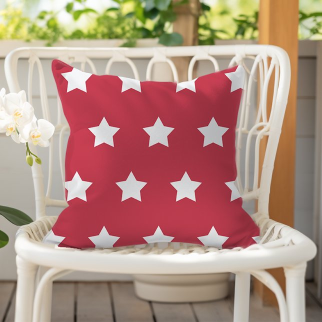 Coussin Motif Brick Red White Star (Créateur téléchargé)