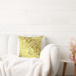 Coussin Motif brillant doré chic rayures fractal élégant