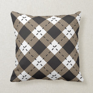 Coussin motif Brown beige et blanc