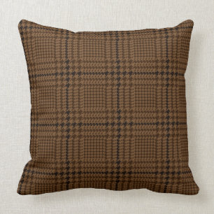 Coussin Motif Brown Houndstooth Glen Check