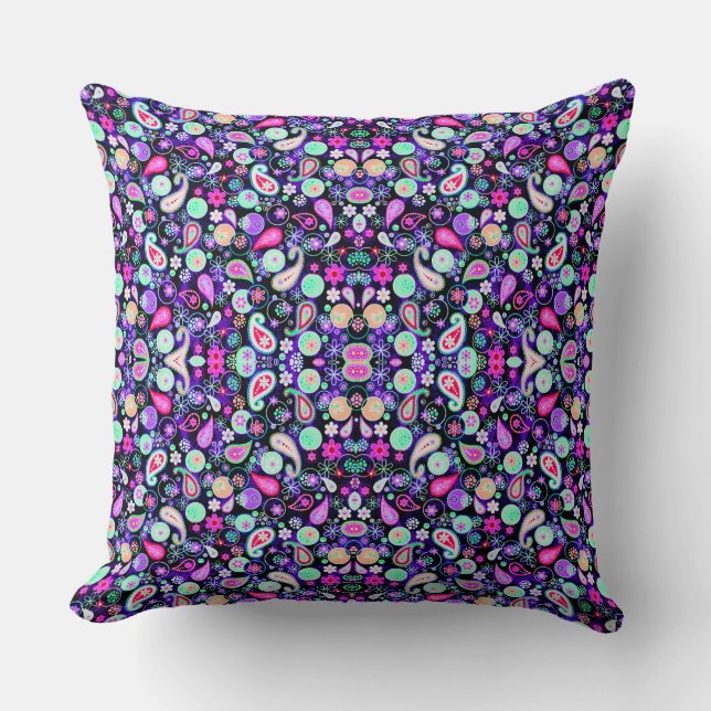 Coussin Motif cachemire coloré (Recto)