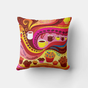 Coussin Motif Café et Muffins