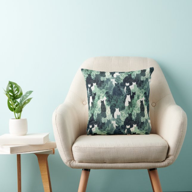Coussin Motif Camouflage de chats verts (Chaise)