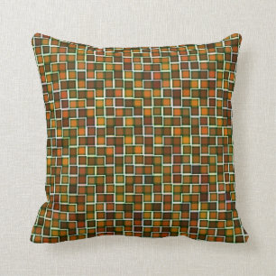 Coussin Motif Carré Abstrait de ton de la Terre