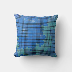 Coussin Motif Carré bleu Abstrait