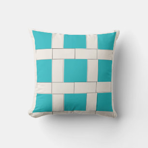 Coussin Motif Carré bleu et blanc