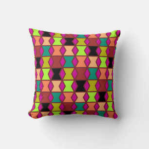Coussin Motif Carré en mosaïque colorée