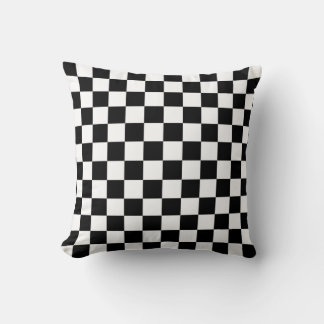 Coussin Motif Carré en noir et blanc À damiers