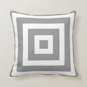 Coussin Motif carré moderne dans gris et blanc