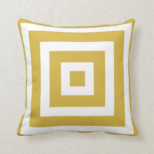 Coussin Motif carré moderne dans la moutarde et le blanc