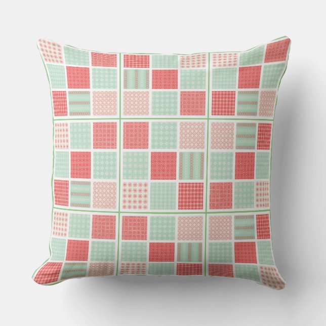 Coussin Motif Carré Multiple Pastel Décoratif Moderne. (Recto)
