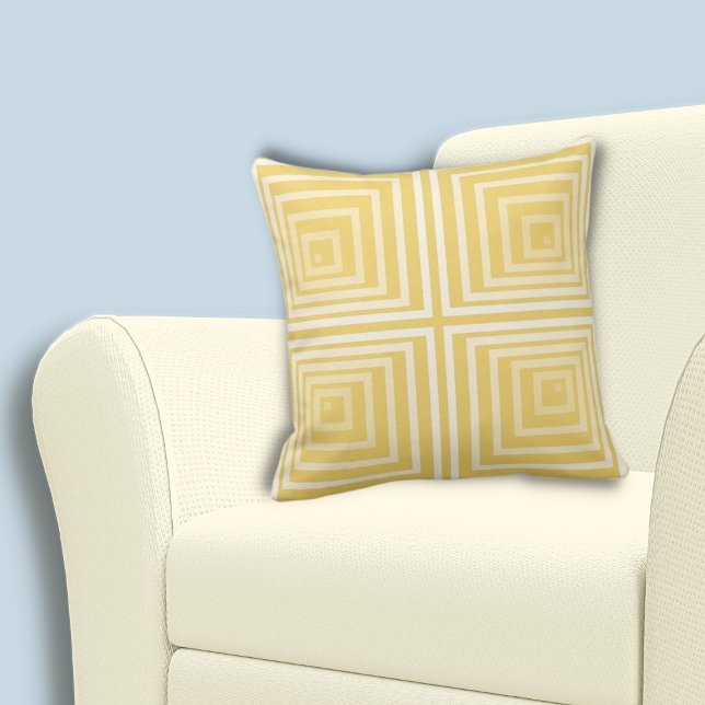 Coussin Motif Carré régulier Jaune Corné élégant (Stylish Cornered Yellow Regular Square Pattern Throw Pillow)