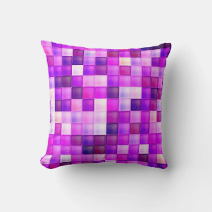 Coussin Motif carré rose en pixels de jeu vidéo