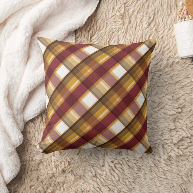 Coussin Motif carreauté couleur d'automne (Couverture)