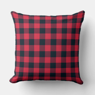 Coussin Motif carreaux à carreaux rouge noir