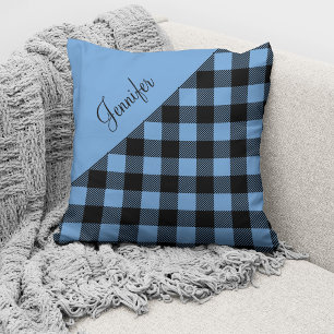 Coussin Motif carreaux bleus personnalisé