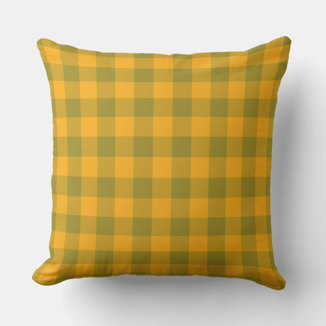 Coussin Motif carreaux écossais vert jaune (Recto)