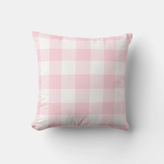 Coussin Motif carreaux gingham rose millennial (Recto)
