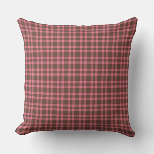 Coussin Motif carreaux rose marron (Recto)