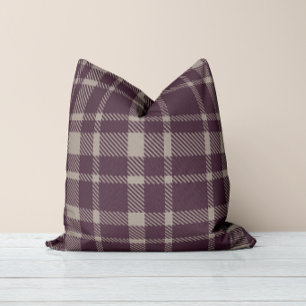 Coussin Motif carreaux tartan classique - Couleur aubergin
