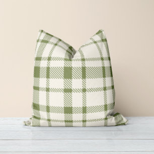 Coussin Motif carreaux tartan classique - Vert olive & Bla