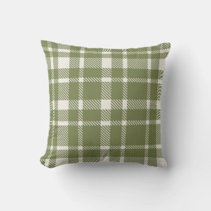 Coussin Motif carreaux tartan classique - vert olive et iv