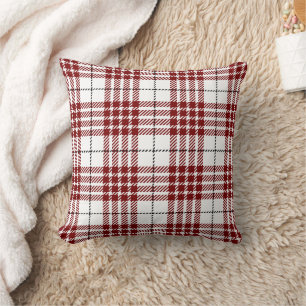 Coussin Motif carreaux tartan rouge et blanc