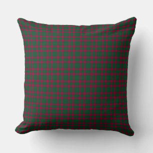 Coussin Motif carreaux vert et Bourgogne