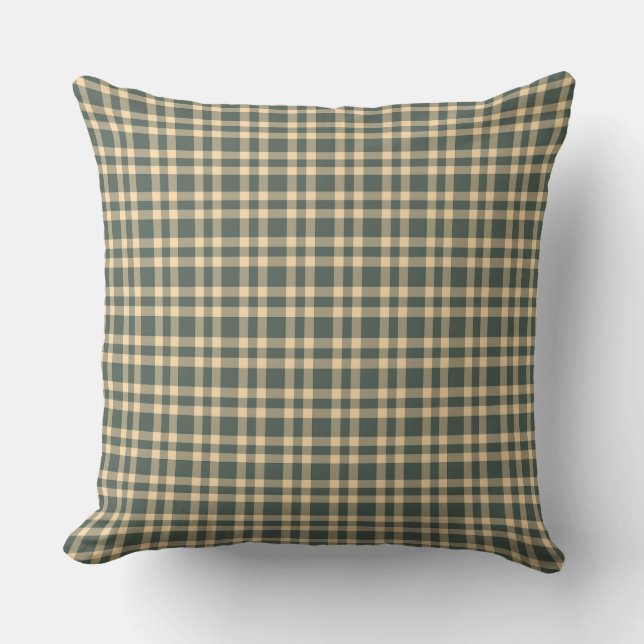 Coussin Motif carreaux vert jaune (Recto)