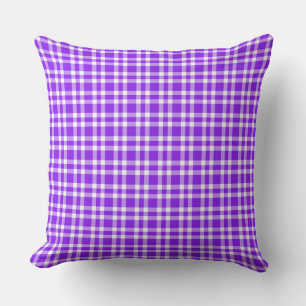 Coussin Motif carreaux violet blanc