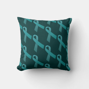 Coussin Motif Carrelé de rubans turquoises