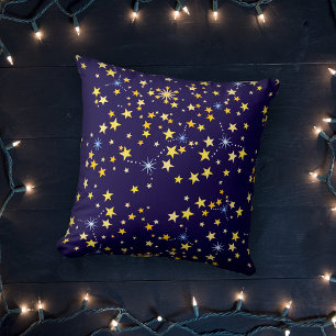Coussin Motif céleste bleu marine mignon et amusant avec
